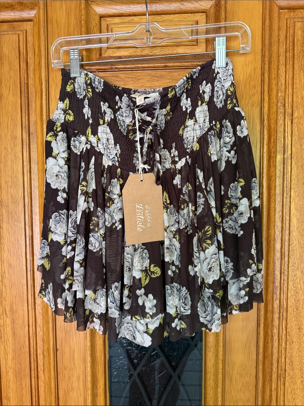 Listicle Lace Up Floral Skort Skirt NWT